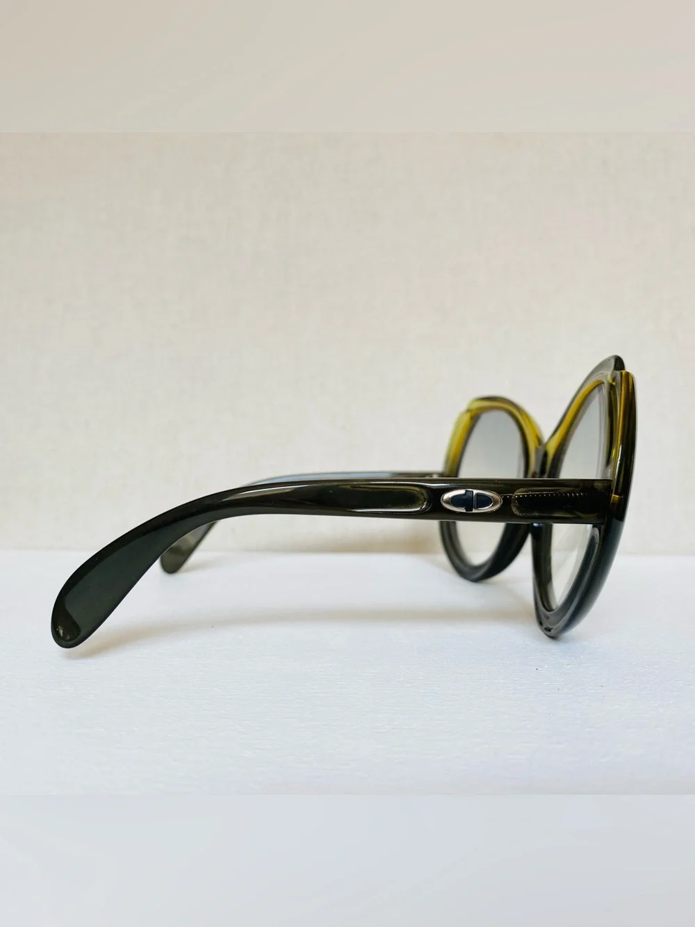 Vintage Christian Dior D11 1970’s Olive Green Optyl Sunglasses Gradient COA